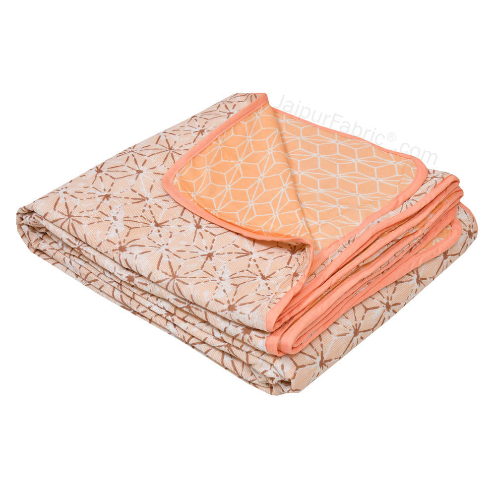 Geometricity Peach Single Bed Dohar Blanket